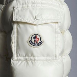 MONCLER Badyfur Puffer Jacket w/ Fur-Trim Hood White